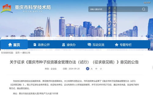 《重庆市种子投资基金管理办法（试行）（征求意见稿）》解读 投资管理与咨询服务机制分析